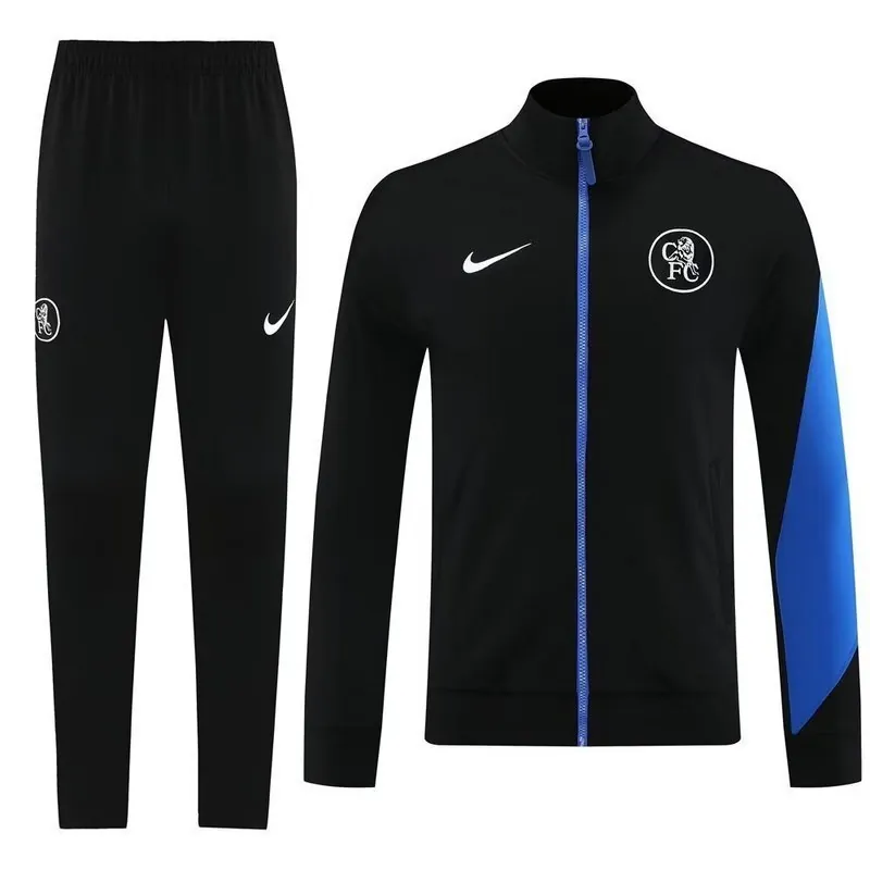25-26 Chelsea Black Football Tracksuits Long Jacket Suits 3