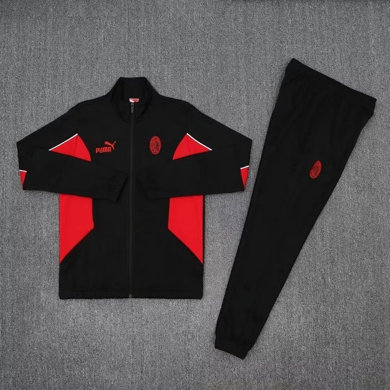 25-26 AC Milan Black&Red Football Tracksuits Long Jacket Suits 1