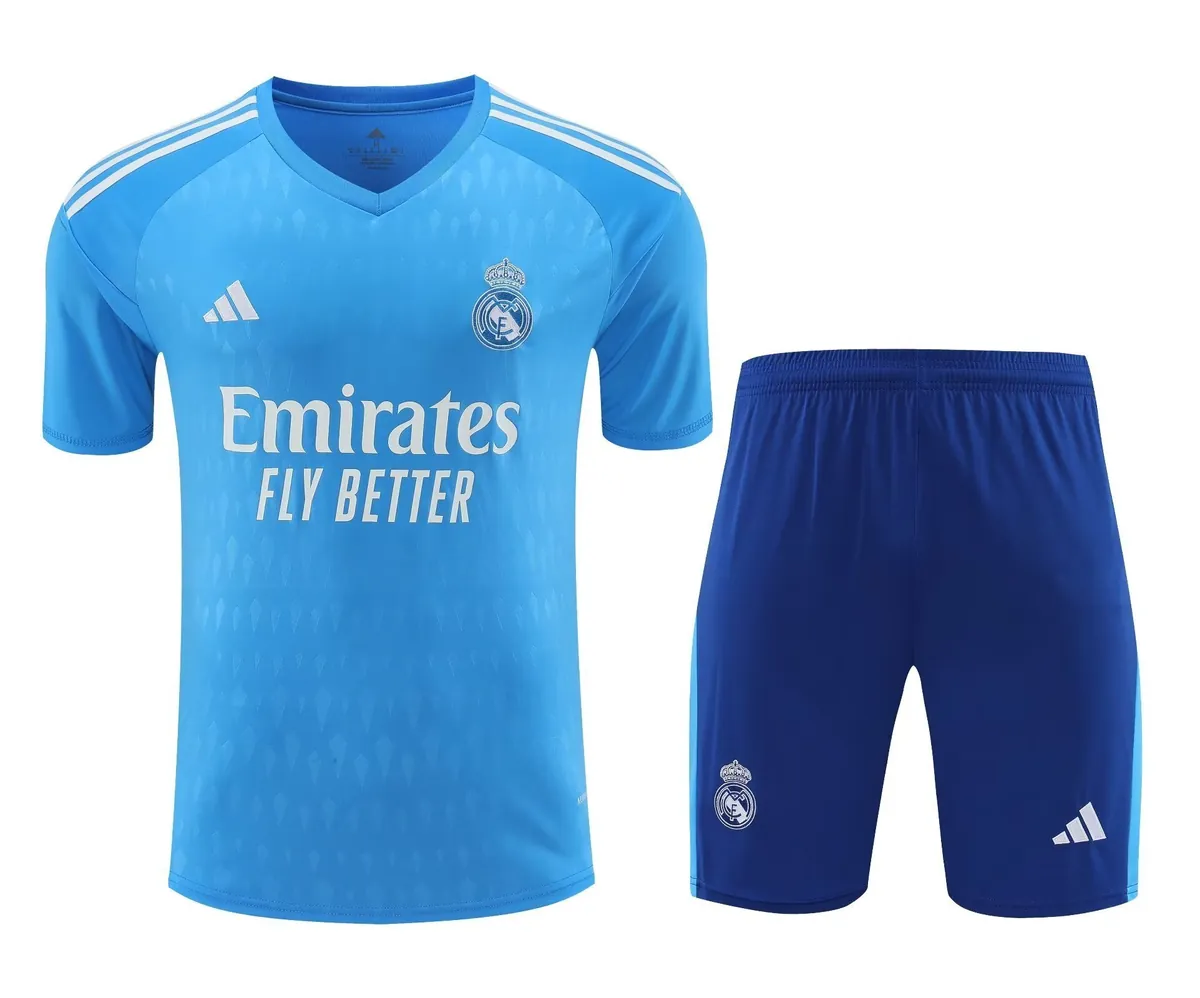 23-24 Real Madrid Goalkeeper Kits Short Sleeve Blue Suits Soccer Jerseys Yupoo 3