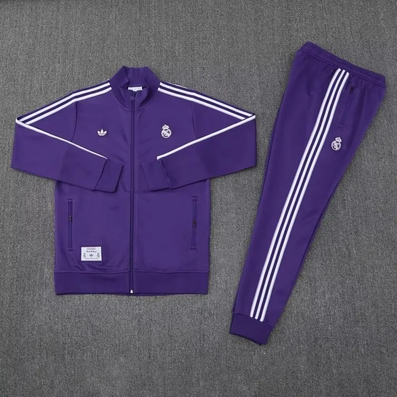 25-26 Real Madrid Football Tracksuit Purple Long Jacket Suits 1
