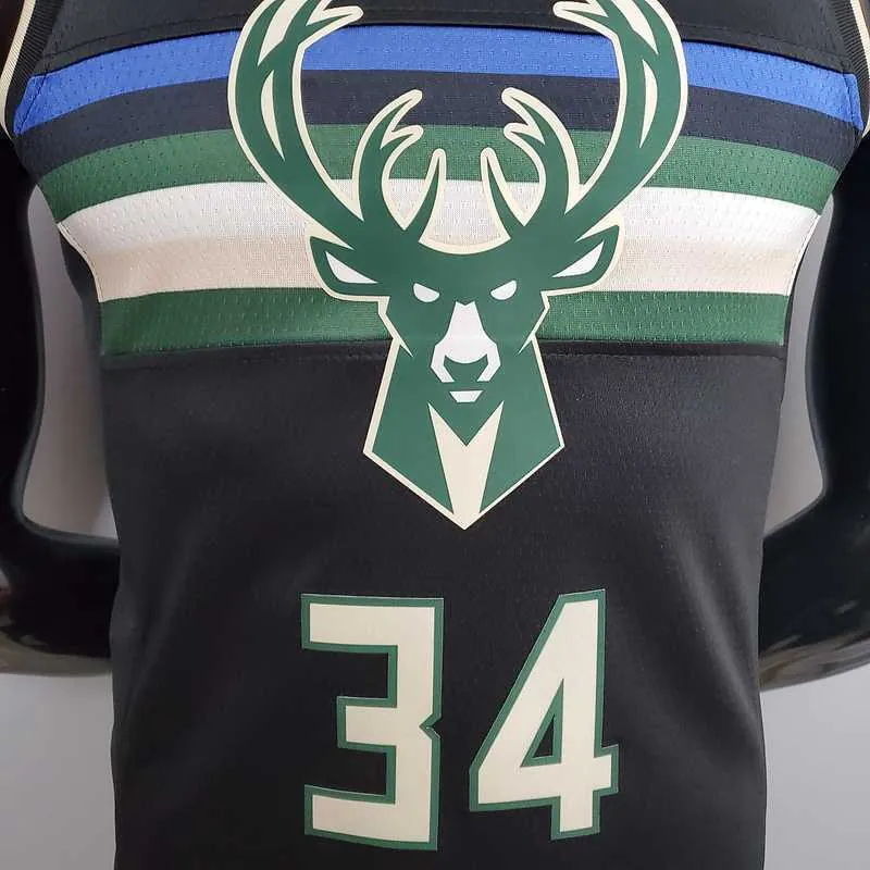 New Bucks Jordan Antetokounmpo #34 Theme Edition Black 3