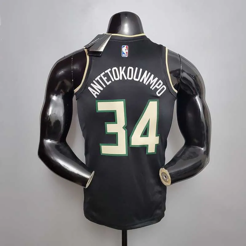 New Bucks Jordan Antetokounmpo #34 Theme Edition Black 5