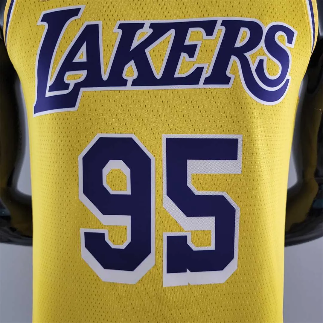 75th Anniversary TOSCANO #95 Los Angeles Lakers Yellow NBA Jersey 4