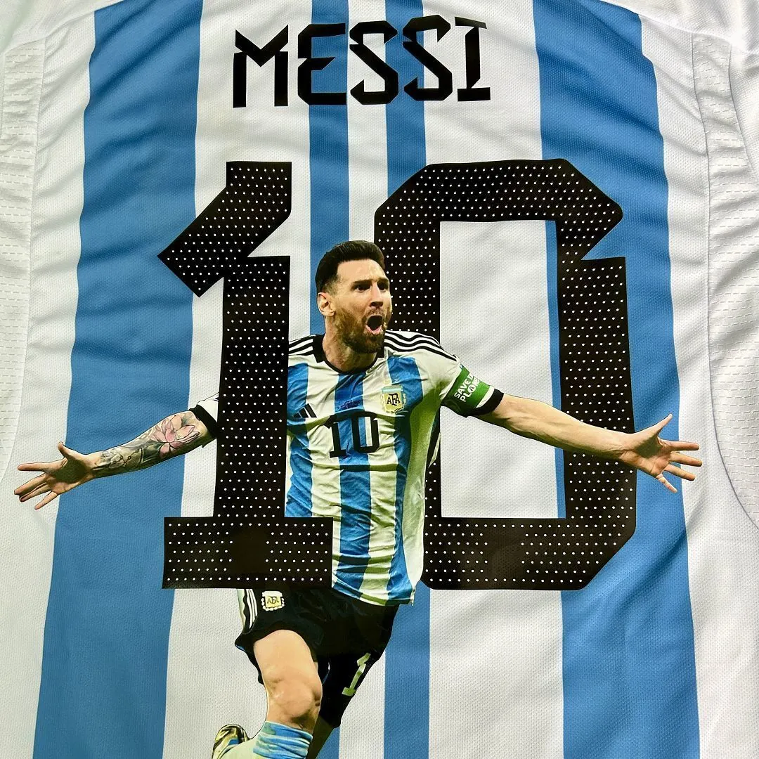 2022 Argentina World Cup Champion Messi #10 First Anniversary Special Edition Soccer Jersey 3