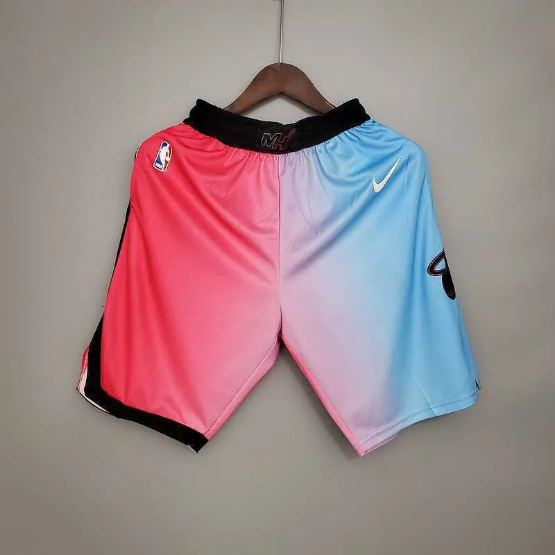 New Miami Heat Shorts City Edition Pink Blue Gradient Color 10