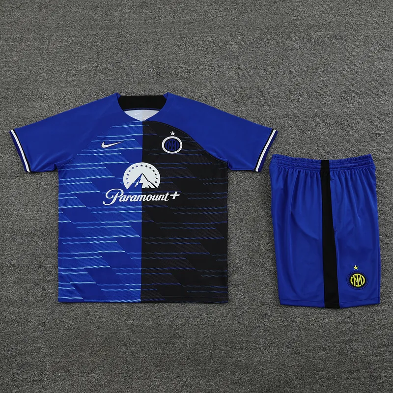 23-24 Inter Milan Short Sleeve Kits Blue&Black Training Suits Cheap Jerseys Yupoo 1