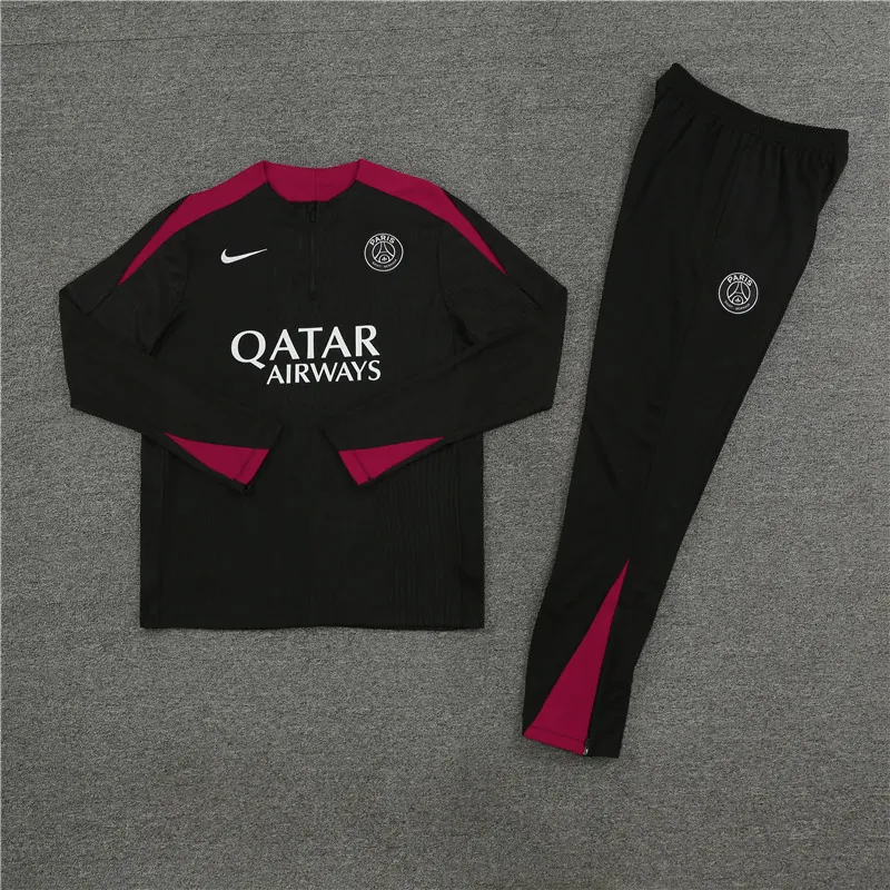 24-25 PSG Long Sleeve Tracksuit Black Training Suits Football AAAAJersey Yupoo 2