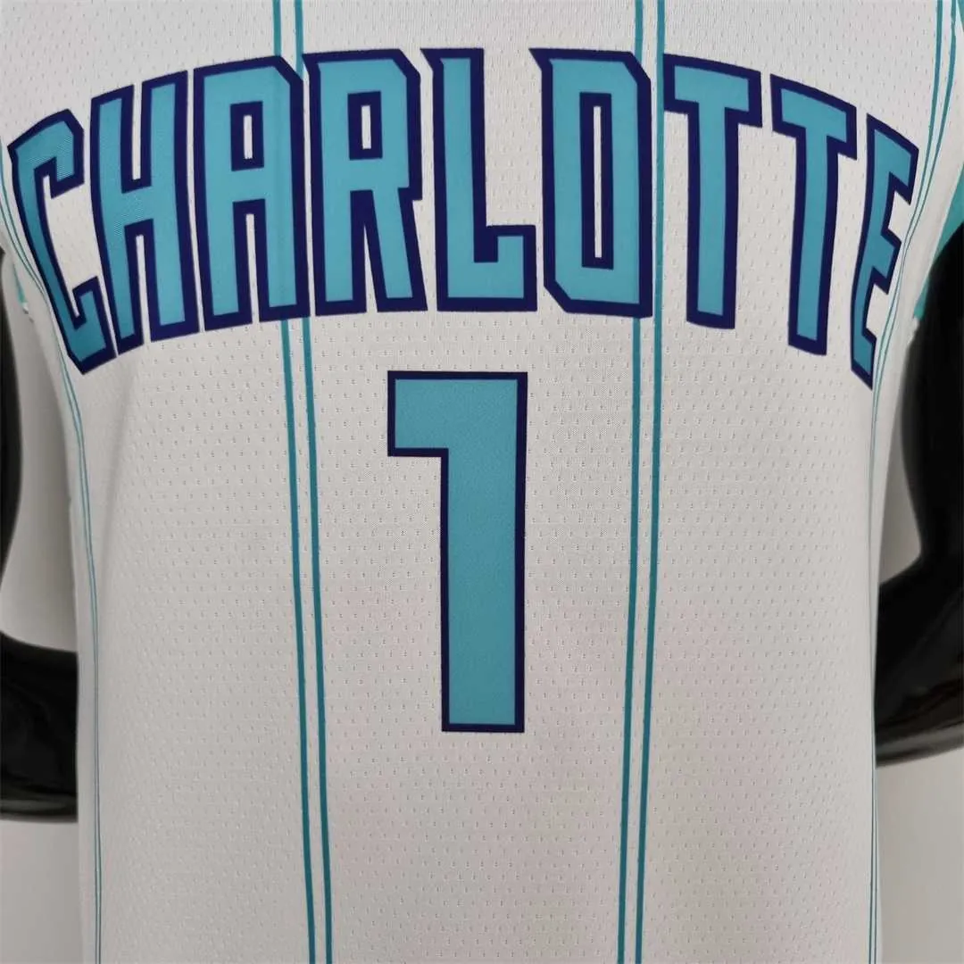 75th Anniversary BALL #1 Charlotte Hornets White NBA Jersey 5
