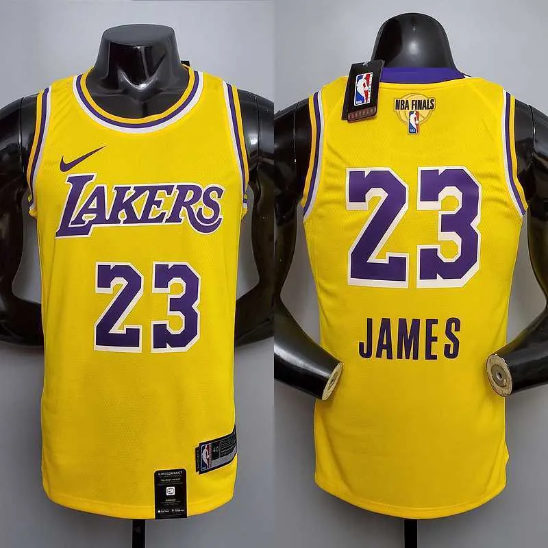 New James #23 Lakers Round neck yellow 2