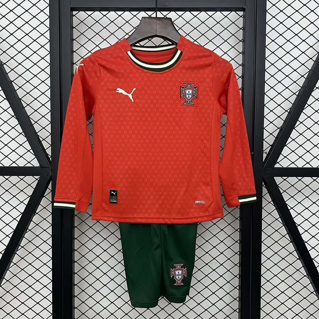 2025 Portugal Home Kid Kits Long Sleeve Youth Apparels AAAAJersey Dropship Yupoo 9