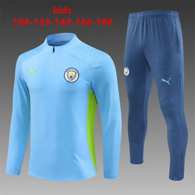 24-25 Manchester City Kids Long Sleeve Training Suit Football Shirts 1