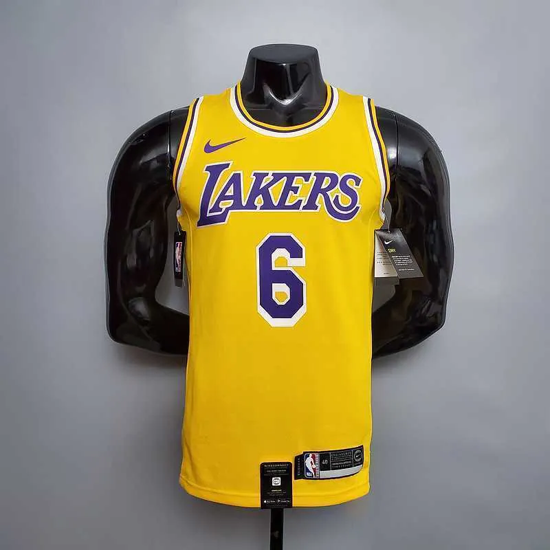 James #6 Lakers Round neck yellow 8