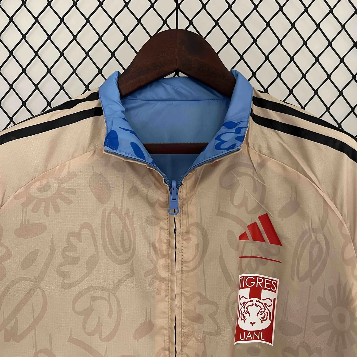 2024 Tigres UANL Beige&Blue Trench Coat Reversible Windbreaker Double-Sides Jacket 8