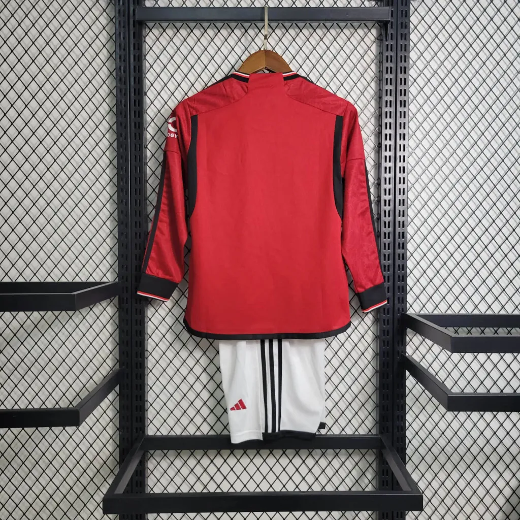 23-24 Kids Manchester United Home Long Sleeve Size 16-28 4