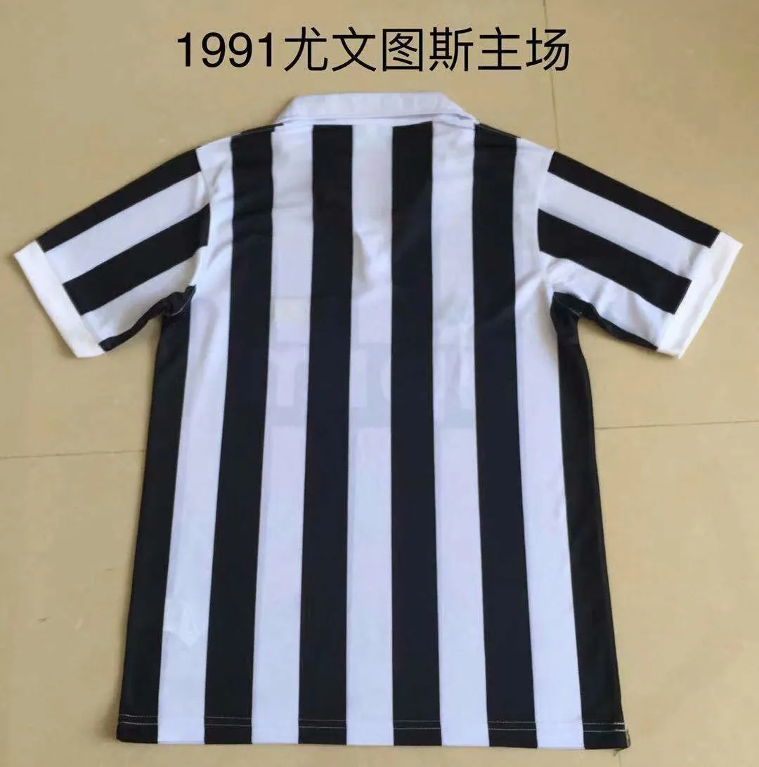 91-92 Juventus home blackwhite retro jersey S-2XL 1