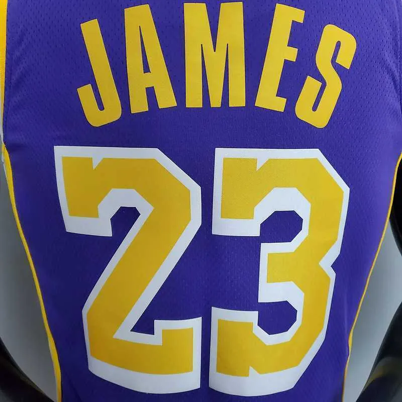New Lakers Jordan James #23 Theme Purple Round Neck 2