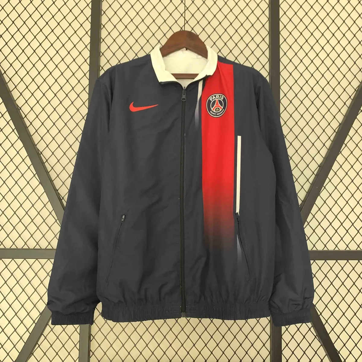 23-24 PSG Reversible Windbreaker White&Navy Double-Sides Jacket Soccer Jerseys For Sale 4