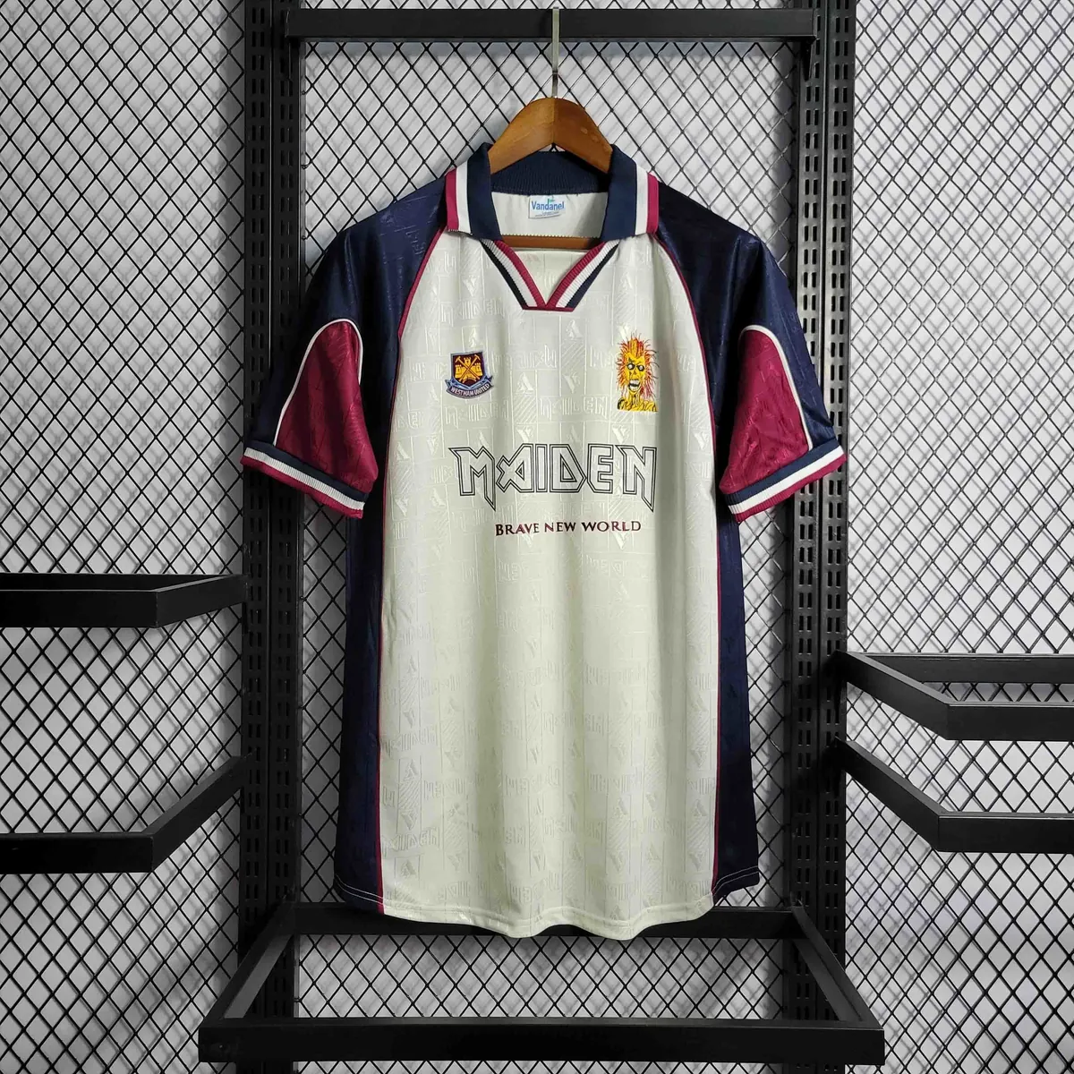 99-00 West Ham Iron Maiden Away Joint Board Retro Kit Vintage Shirt 5