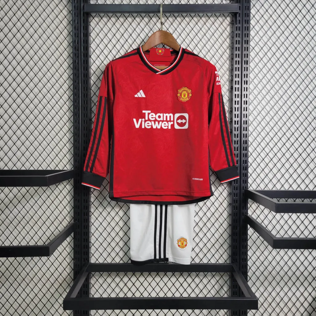 23-24 Kids Manchester United Home Long Sleeve Size 16-28 7