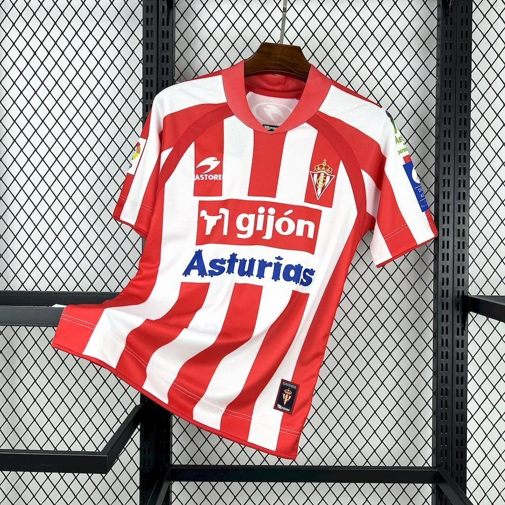 08-09 Sporting de Gijón Home Retro Kit Vintage Shirt AAAAJersey Supply Yupoo 7
