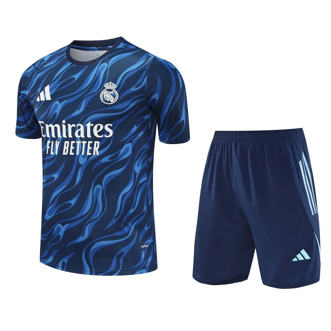 25-26 Real Madrid Training Kits Blue Football Tracksuits 6