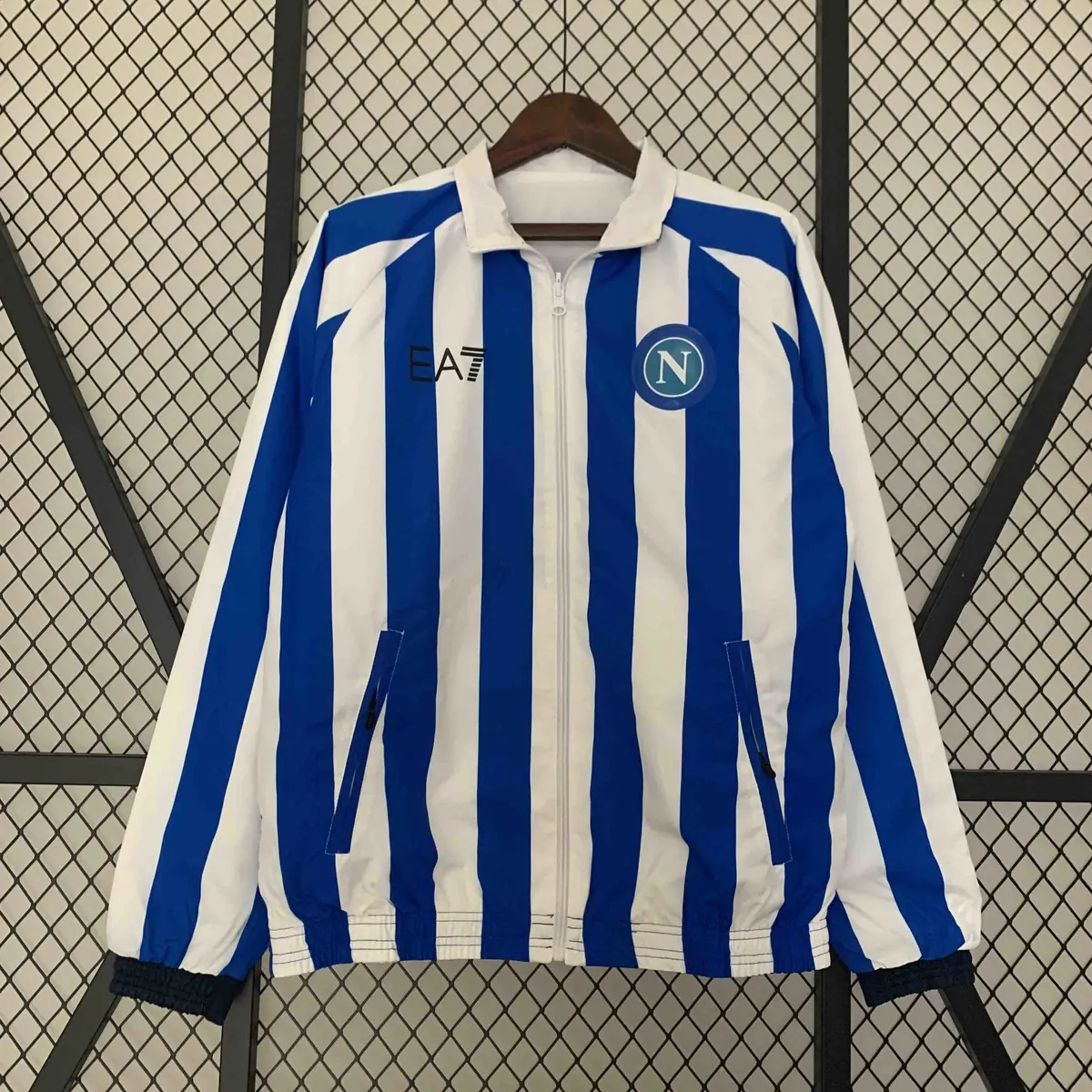 23-24 Napoli Reversible Windbreaker White&Blue Double-Sides Jacket Soccer Jerseys For Sale 3