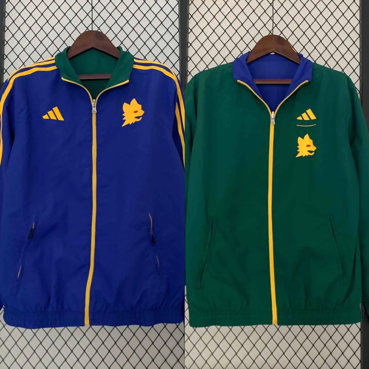 23-24 Roma Reversible Windbreaker Green&Blue Double-Sides Jacket Soccer Jerseys For Sale 7