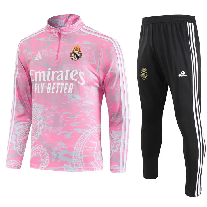 23-24 Real Madrid Long Sleeve Dragon Special Edition Pink Training Suits Soccer Jerseys Yupoo 3