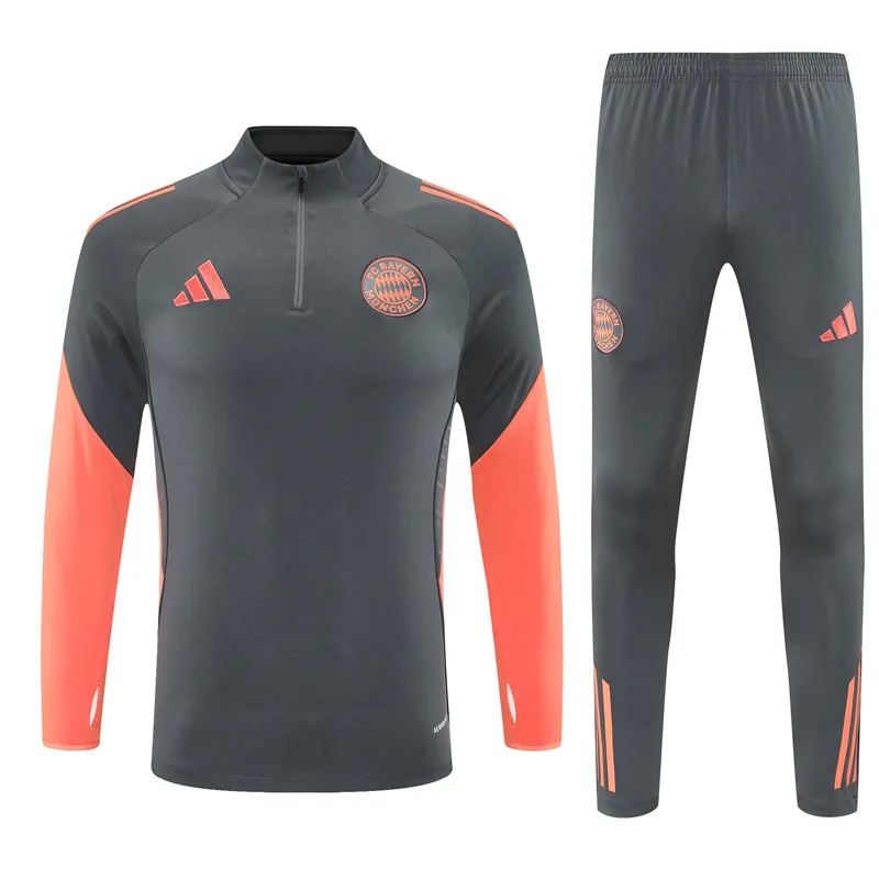 25-26 Bayern Munich Grey Training Kits Long Football Tracksuits 3