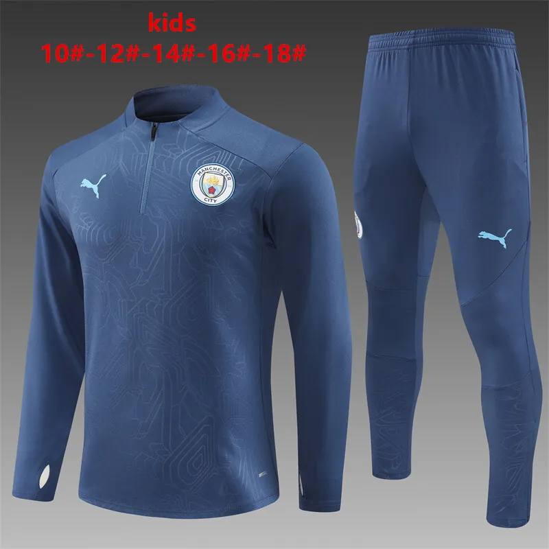 24-25 Manchester City Kids Long Sleeve Training Suit Football Shirts 1
