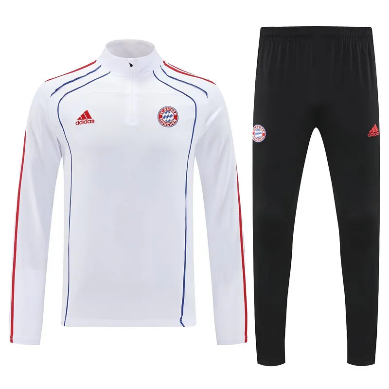 25-26 Bayern Munich UPB White Training Kits Long Football Tracksuits 3