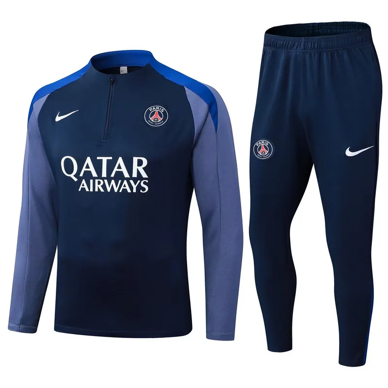 25-26 PSG Navy&Grey Training Kits Long Football Tracksuits 3