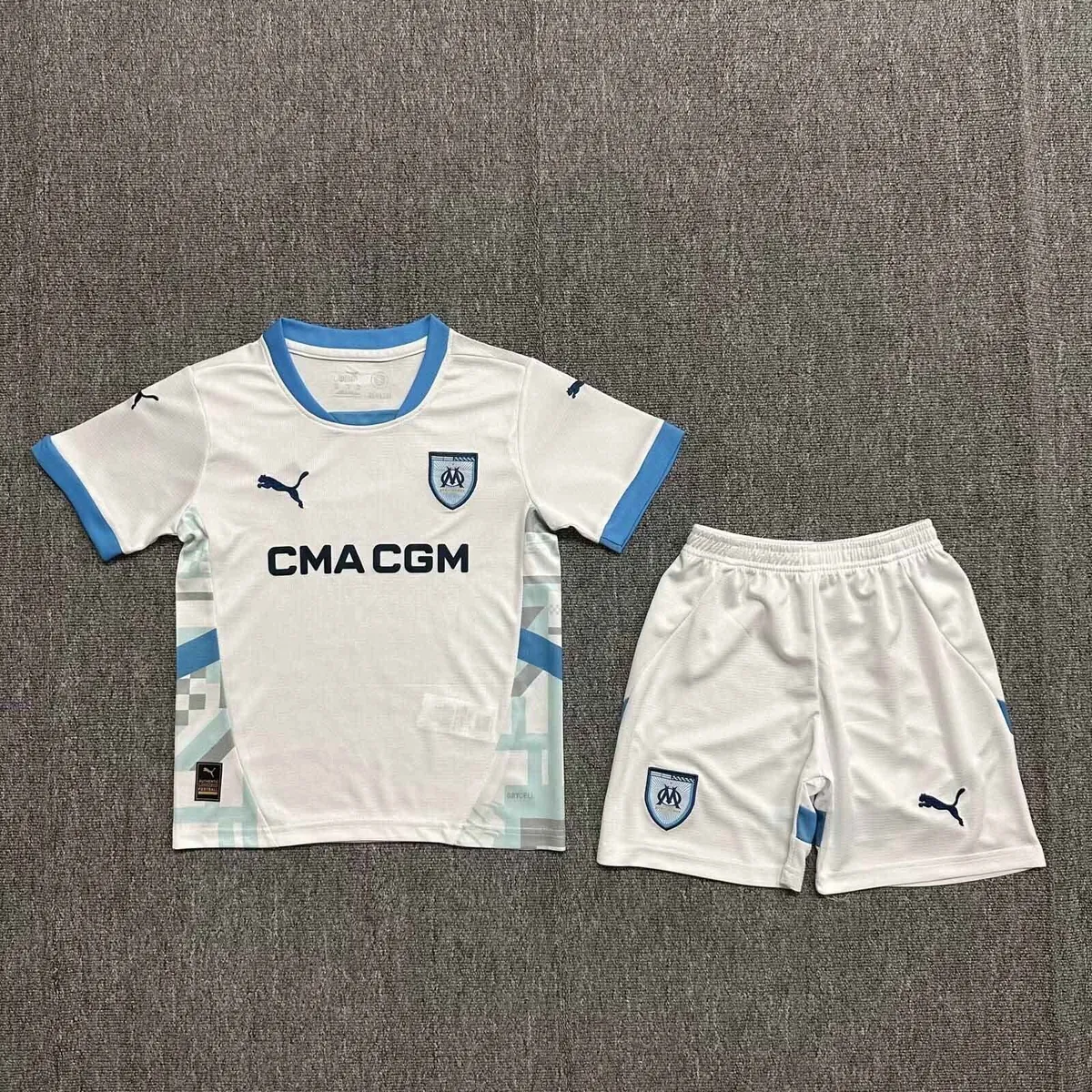24-25 Marseille Home Kid Kits Youth Apparels Sport AAAAJersey Yupoo 1