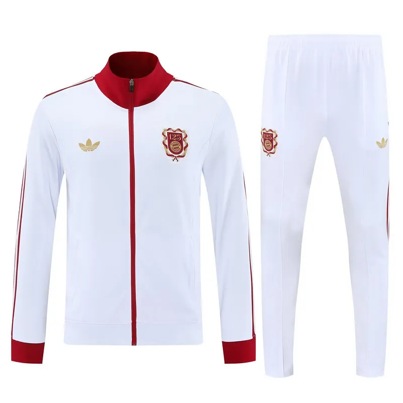 25-26 Bayern Munich White Football Tracksuits Long Jacket Suits 3