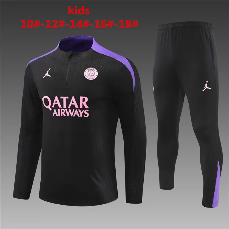 24-25 PSG Kids Player Version Long Sleeve Training Suit Football Shirts 1