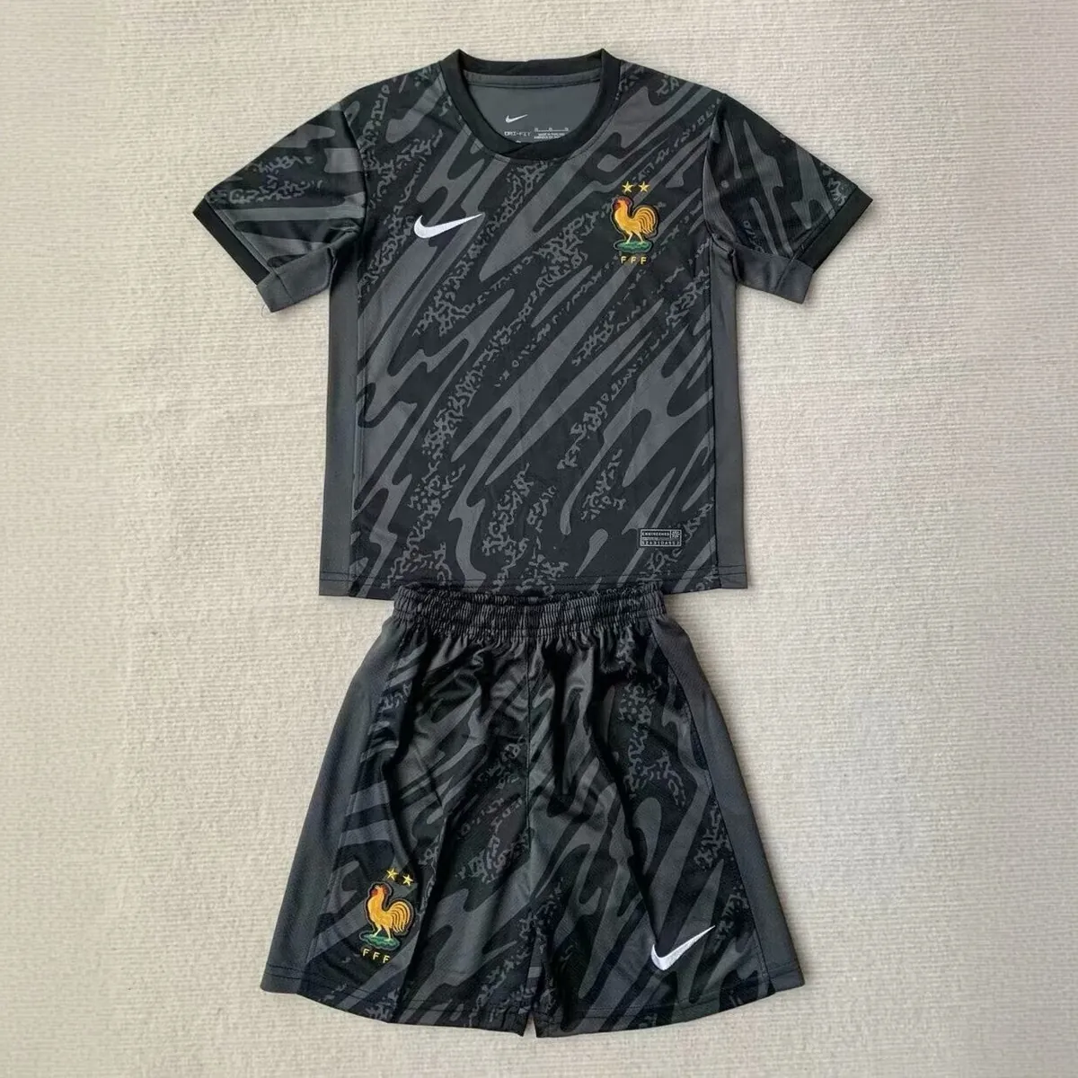 2024 France Goalkeeper Black Adults And Kid Kits UEFA Euro Children Sets Football Replicas Yupo 2