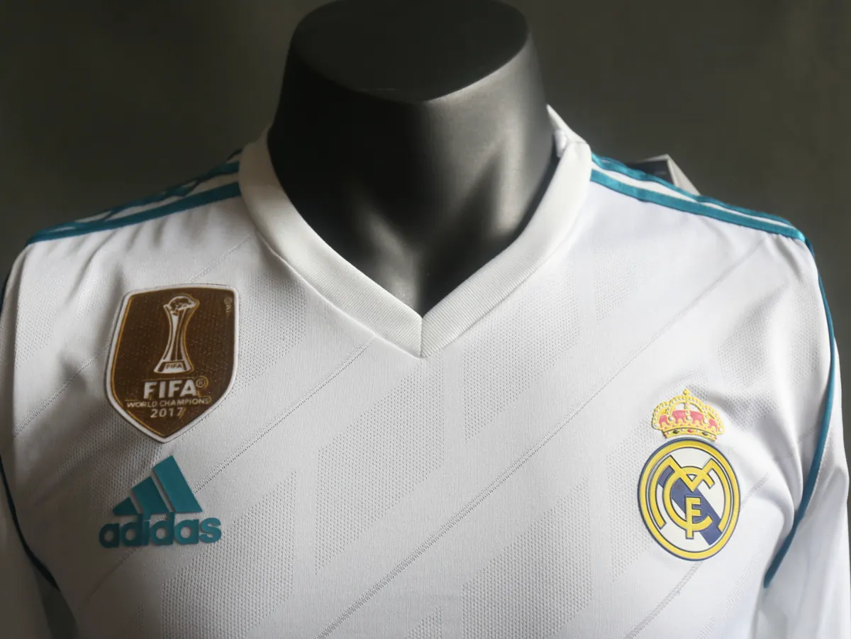 17-18 Real Madrid Home Retro Kit Vintage Player Version Long Sleeve Shirt AAAAJersey Dropship Y 1