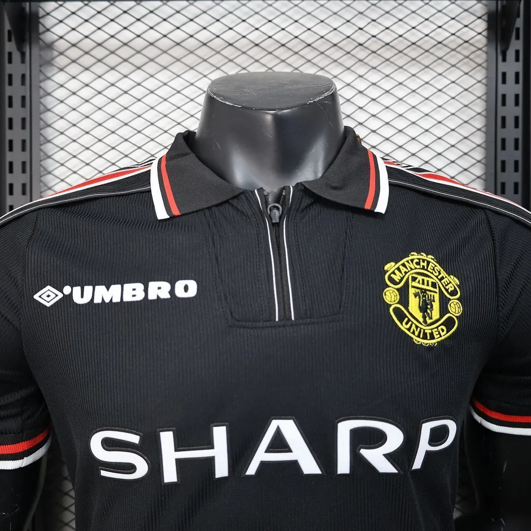 98-99 Manchester United Black Retro Kit Player Version Shirt AAAAJersey Wholesale Yupoo 5