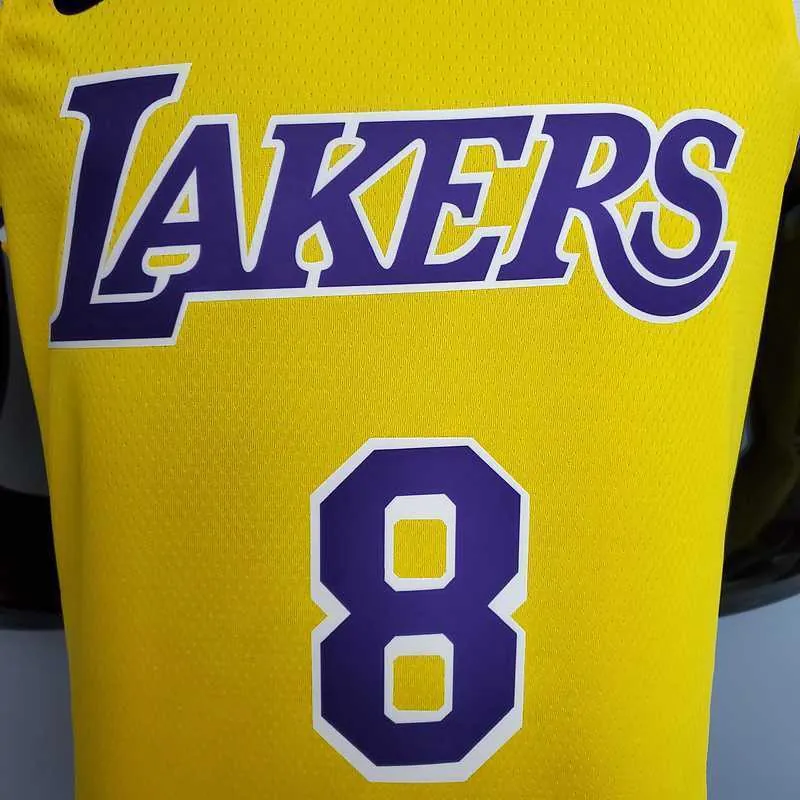 New Bryant #8 Lakers Commemorative Edition Round neck yellow 4