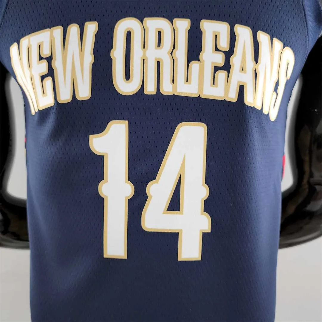75th Anniversary New Orleans Pelicans Ingram #14 Navy Blue NBA Jersey 7