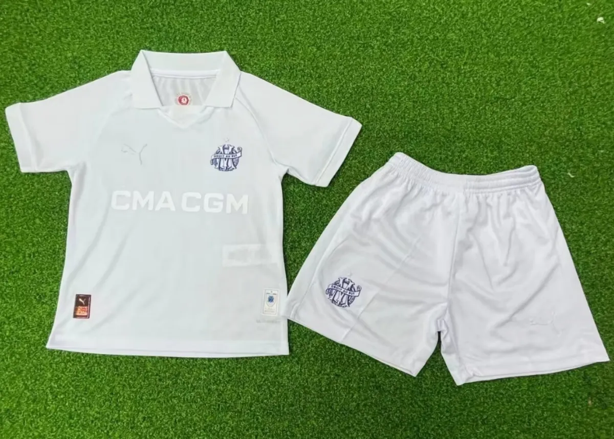 24-25 Marseille 125-Year Anniversary White Kids Kits Youth Apparels AAAAJersey Supplier Yupoo 2