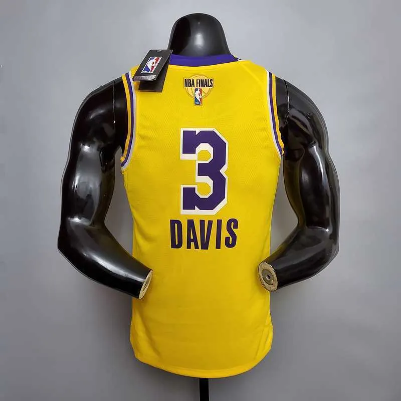 New DAVIS #3 Lakers Commemorative Edition Round neck yellow 8