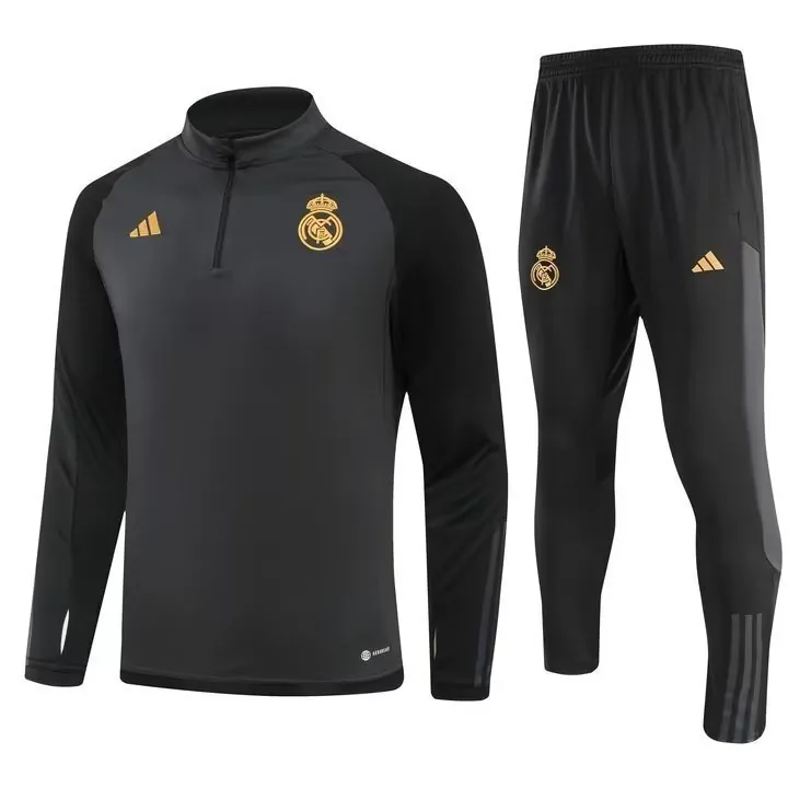 23-24 Real Madrid Long Sleeve Kits Black Training Suit Football Jerseys Yupoo 3
