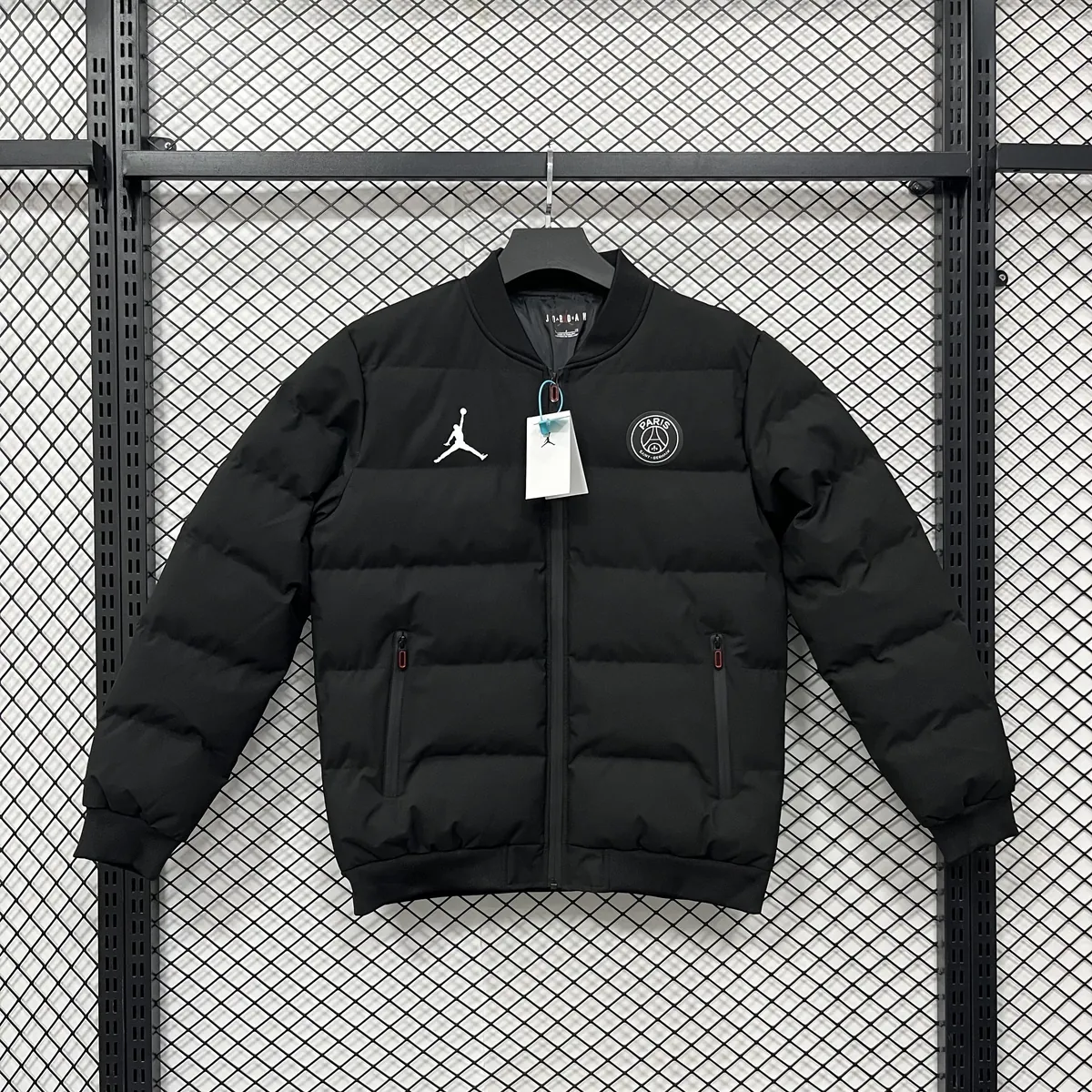 25-26 PSG Black Thermal Cotton-Padded Jacket Kit AAAAJersey Supply Yupoo 4