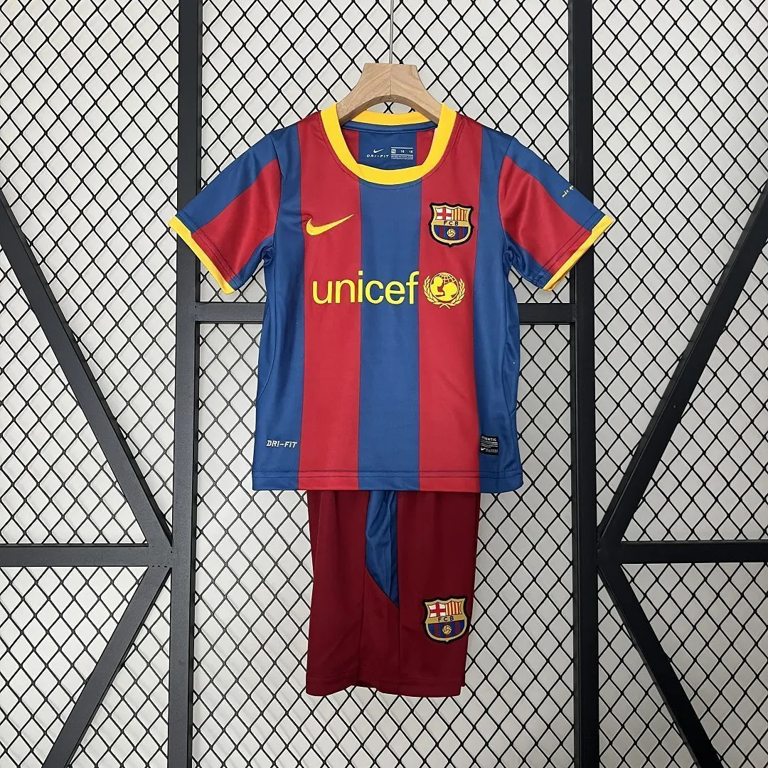 10-11 Barcelona Home Retro Kids Kit Size-16-28 Football Jersey Yupoo 15