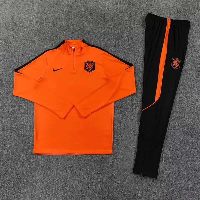 2026 Netherlands Mens Kit Orange Half Pull Training Suit Yupoo 6 6