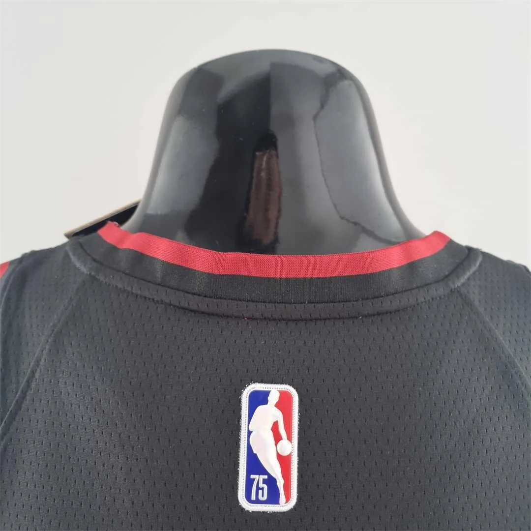 75th Anniversary Miami Heat JAMES #6 black NBA Jersey 1