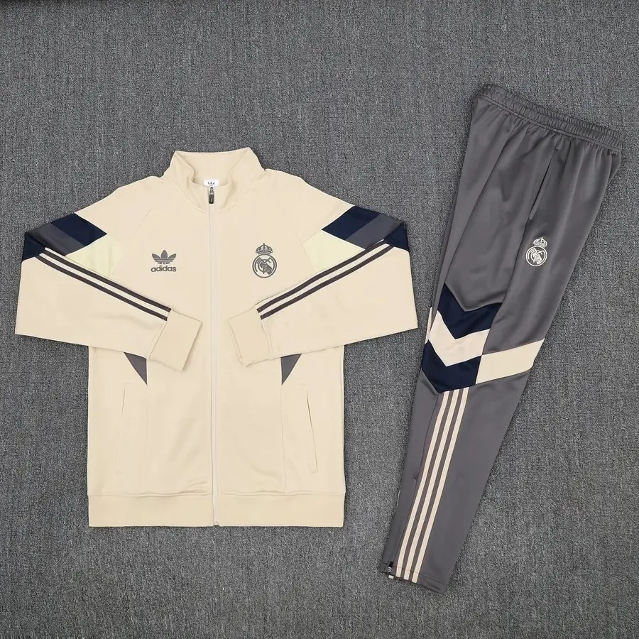 25-26 Real Madrid Yellow Football Tracksuits Long Jacket Suits 1