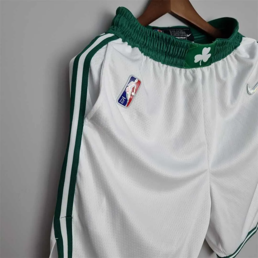 75th Anniversary Boston Celtics White NBA Shorts 2