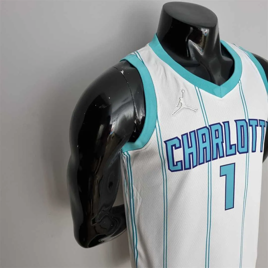 75th Anniversary BALL #1 Charlotte Hornets White NBA Jersey 3